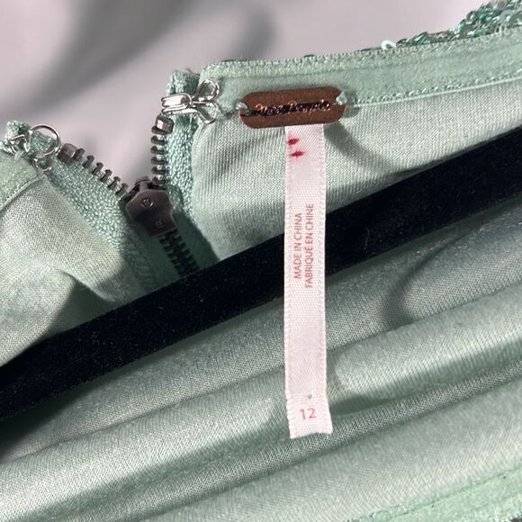 FREE PEOPLE FRIDA SEQUINED STRAPLESS MINI DRESS NWT ISLAND GREEN NWT - Picture 9 of 9